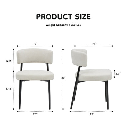 Set of 4 Round Fabric Dining Chairs with Metal Legs