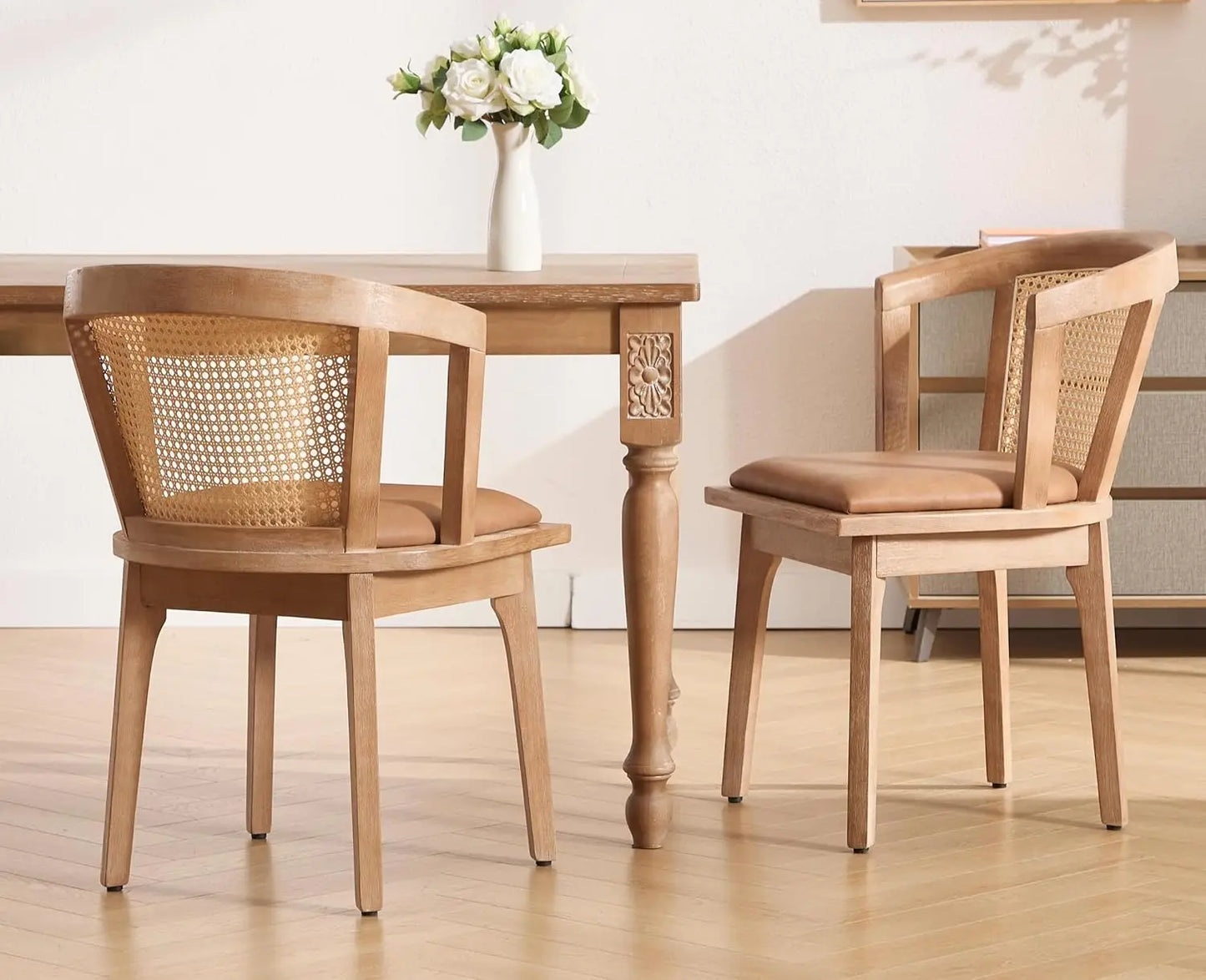 Rattan Mid-Century Dining Chairs (Set of 2)