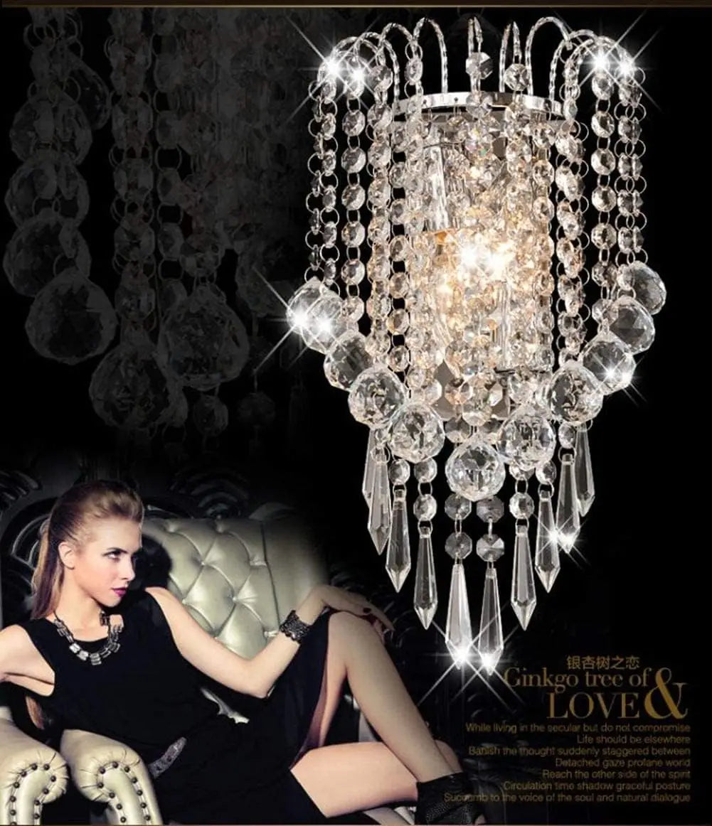 Crystal Wall Light with Crystal Balls Drops