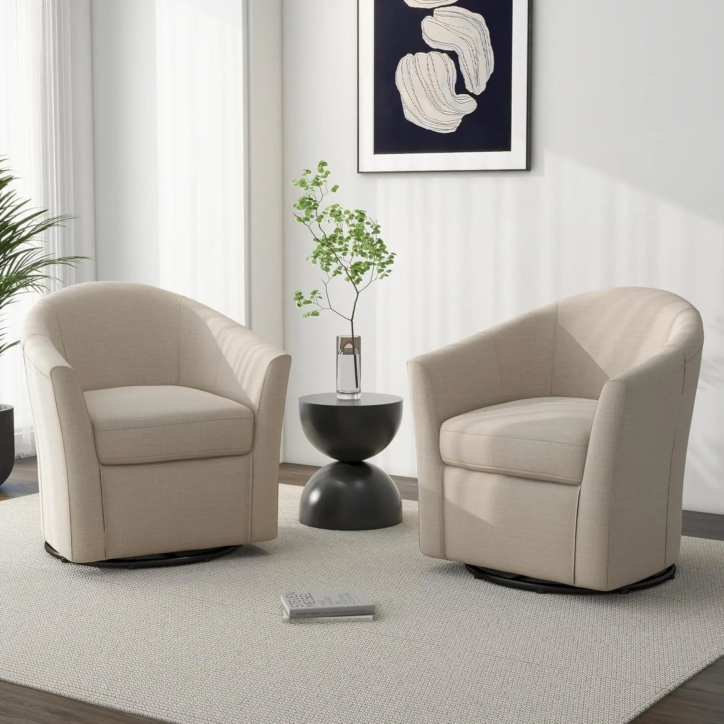 Modern Swivel Barrel Accent Chair Set of 2