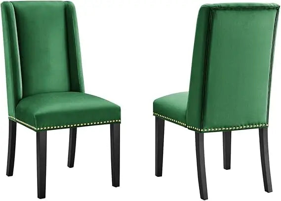 Set of 2 Emerald Green Velvet Dining Chairs