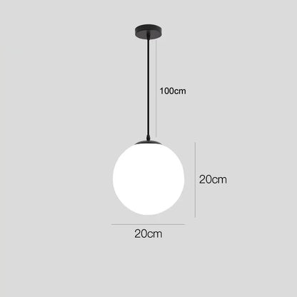 Nordic Glass Ball Pendant Light – Brass Black Hanging Lamp