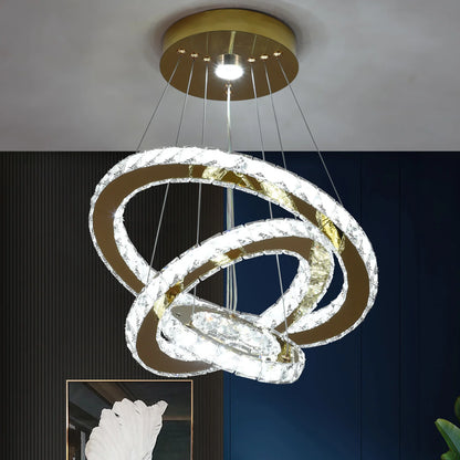 French Crystal LED Pendant Ceiling Light