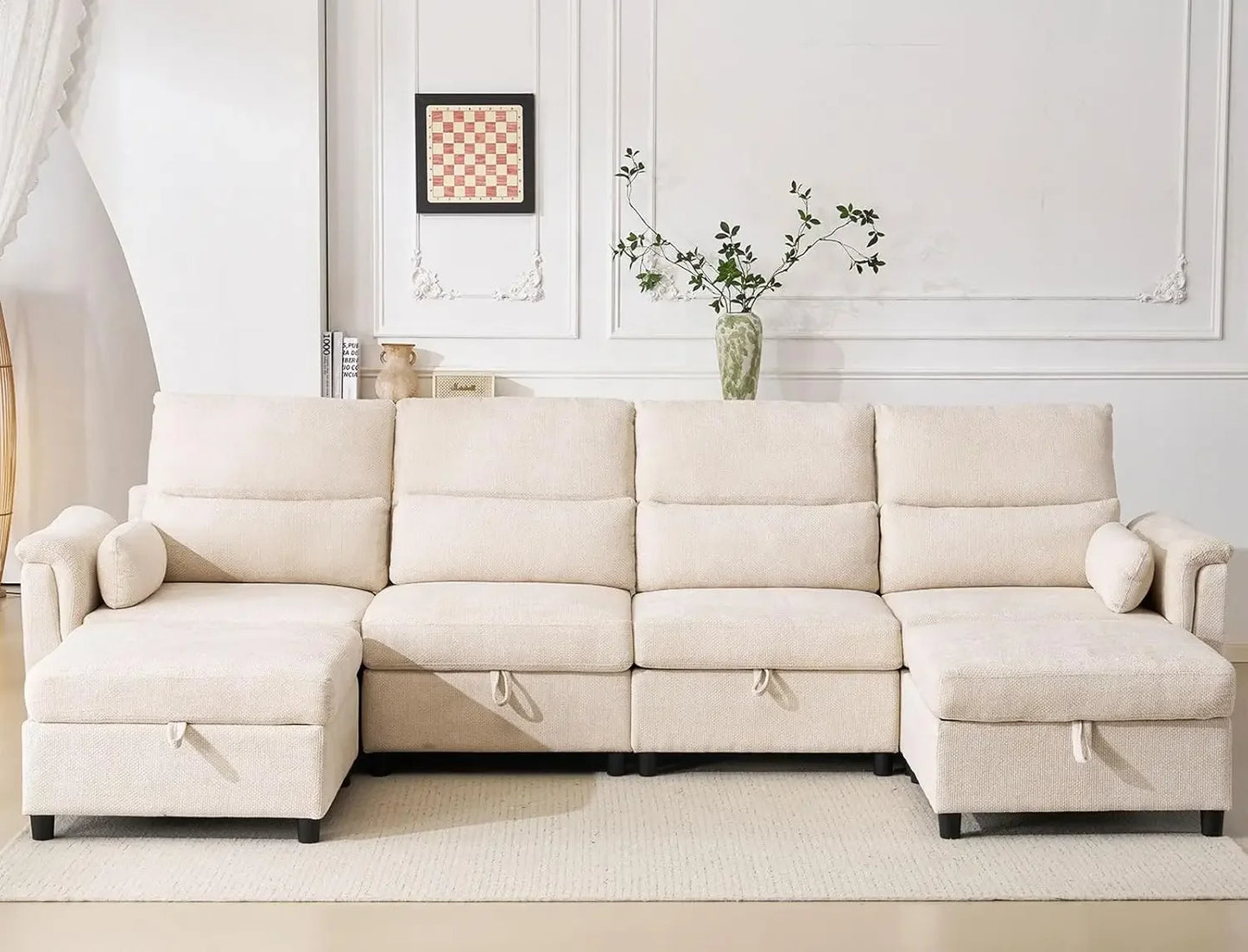 132-Inch Oversized Sectional Sofa with Storage