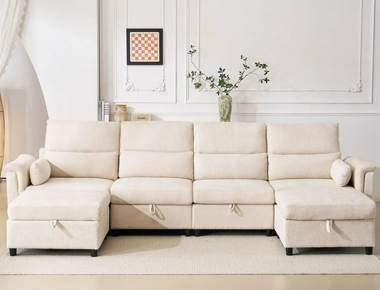 132-Inch Oversized Sectional Sofa with Storage