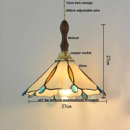 Walnut Wood LED Pendant Light with Glass Shade
