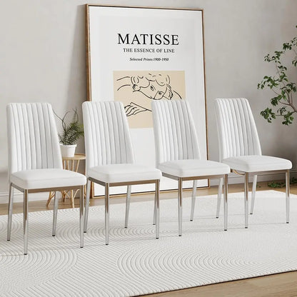Set of 4 Brown Suede Dining Chairs with Metal Legs