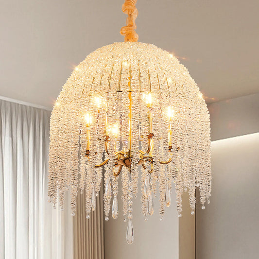 Crystal Pendant Light Chandelier Elegant Waterfall