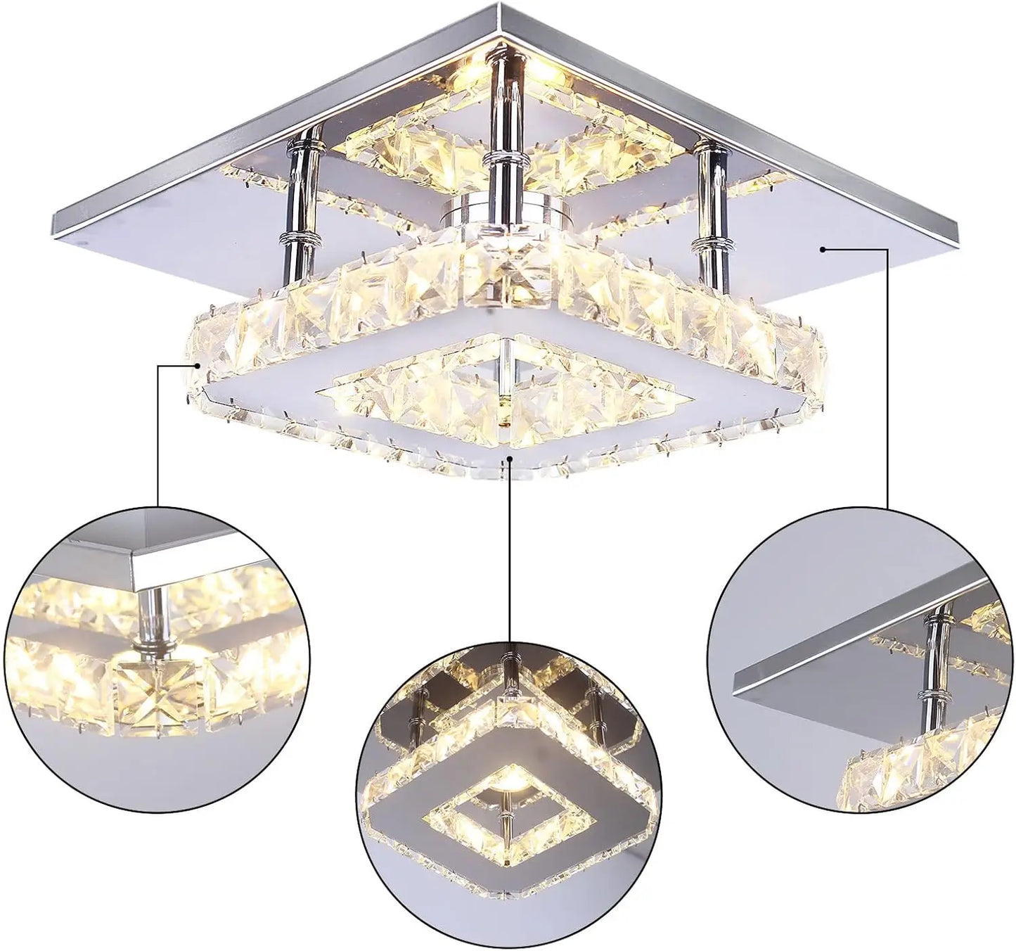 Small Crystal LED Semi-Flush Mount Ceiling Light – Warm White