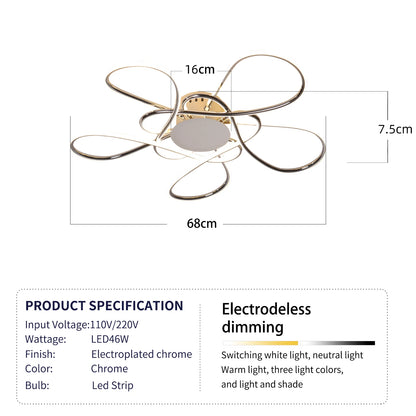Modern LED Chandelier – Chrome/Gold Ceiling Light
