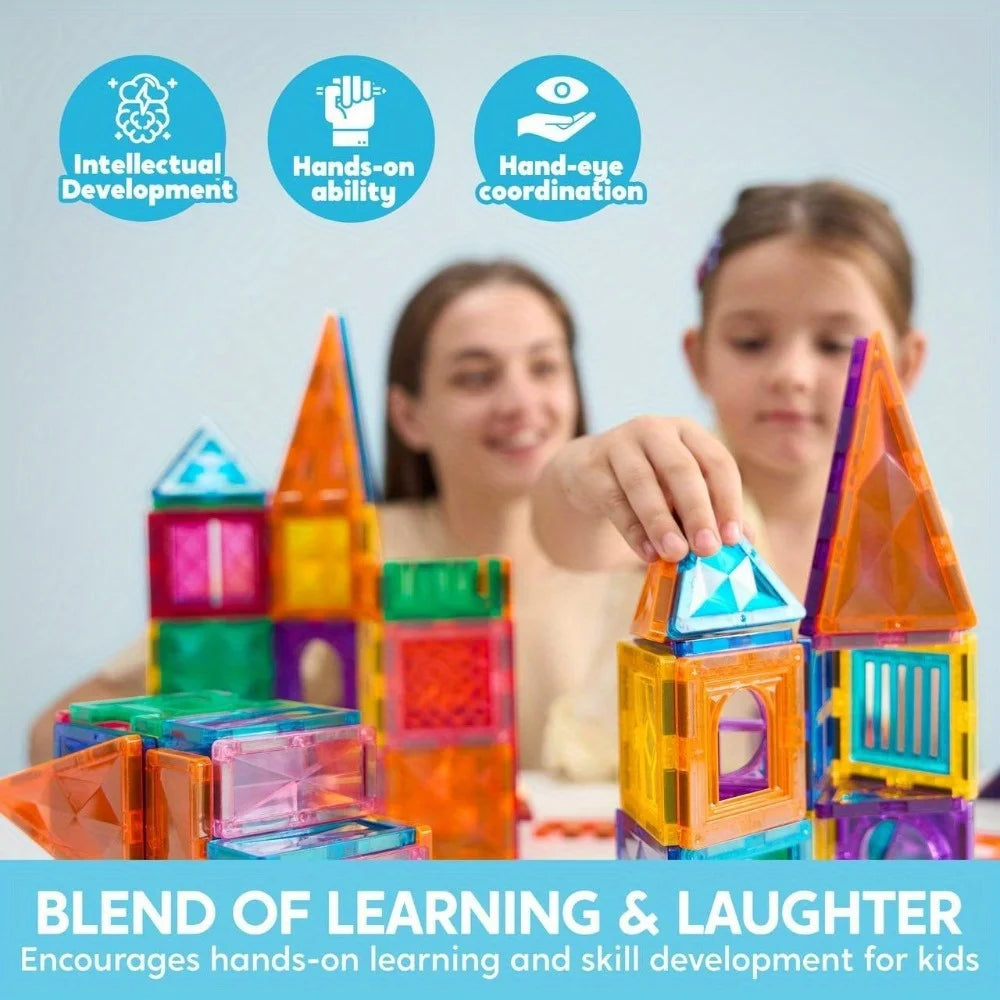 JOYFY Magnetic Building Tiles Set with Vehicle Construction Blocks