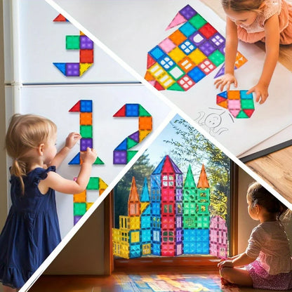 JOYFY Magnetic Building Tiles Set with Vehicle Construction Blocks