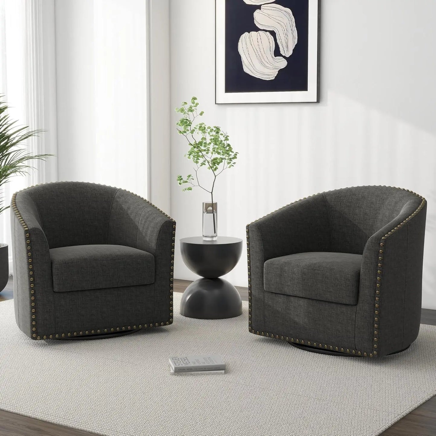 Modern Swivel Barrel Accent Chair Set of 2