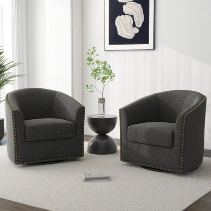 Modern Swivel Barrel Accent Chair Set of 2