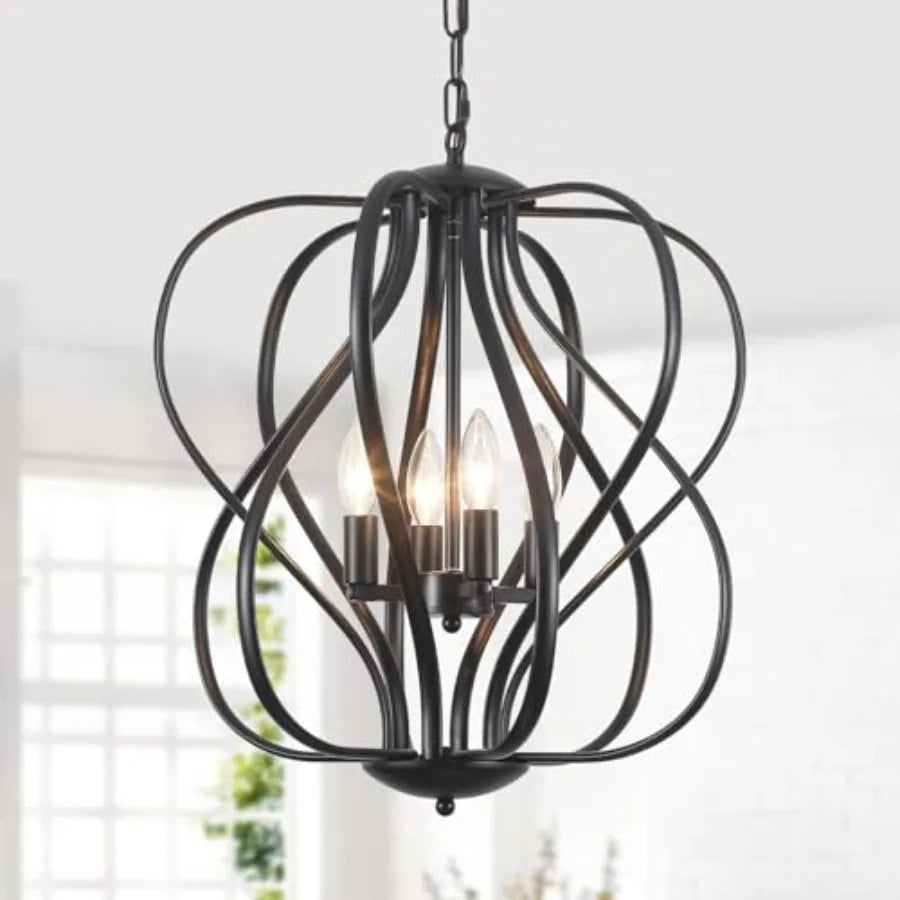 Modern Black Sphere Chandelier for Dining Room,