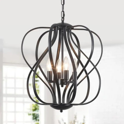 Modern Black Sphere Chandelier for Dining Room,