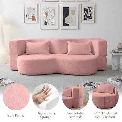 2-in-1 Teddy Fabric Floor Sofa Bed