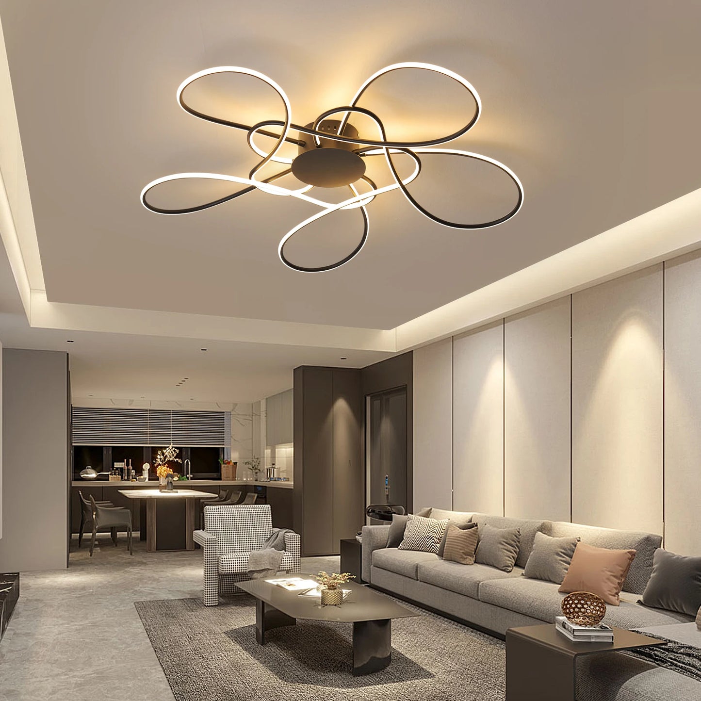 Modern LED Chandelier – Chrome/Gold Ceiling Light