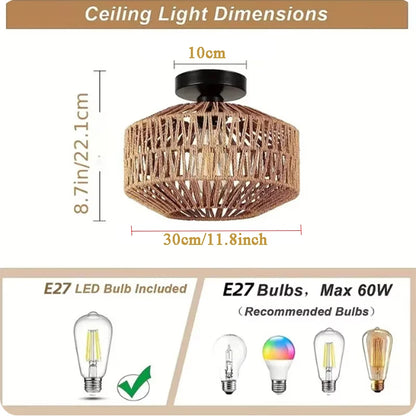 Handwoven Rattan Ceiling Chandelier