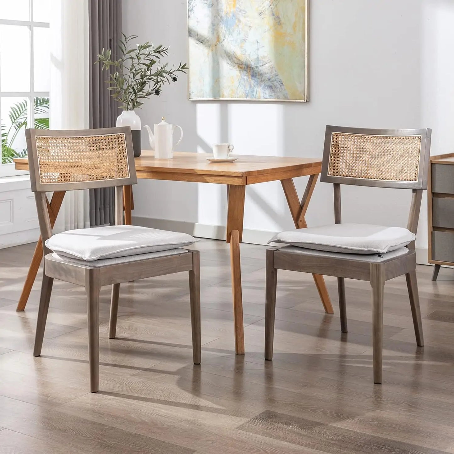 Farmhouse Linen Dining Chairs (Set of 2)
