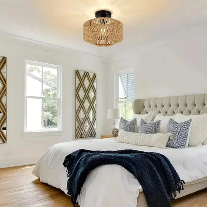 Handwoven Rattan Ceiling Chandelier