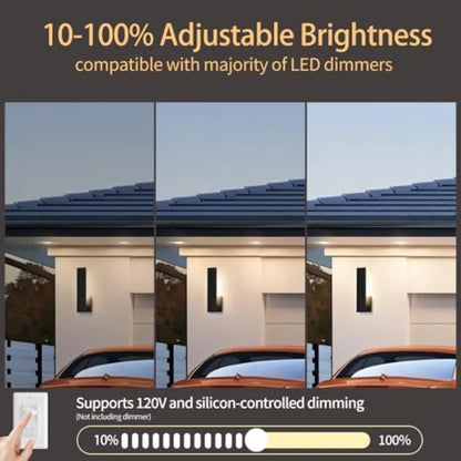 Modern Aluminum LED Matte Black Indoor Outdoor Set of Two