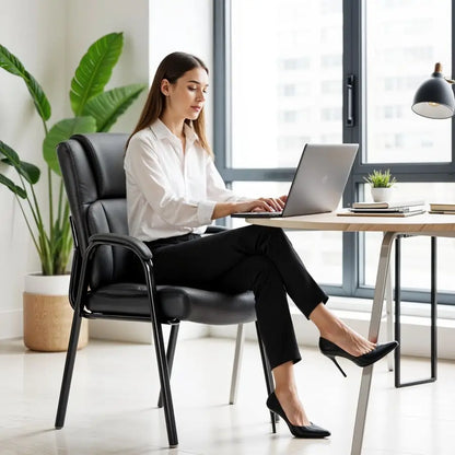 Leather Office Guest Chair with Padded Armrests