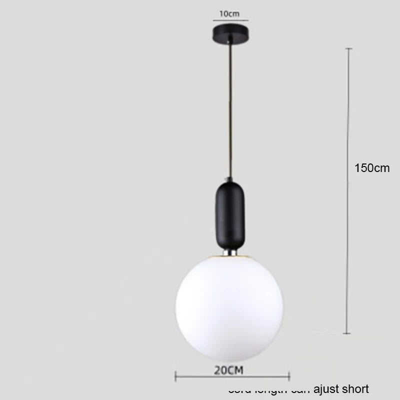 Nordic Glass Ball Pendant Light – Brass Black Hanging Lamp