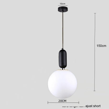 Nordic Glass Ball Pendant Light – Brass Black Hanging Lamp
