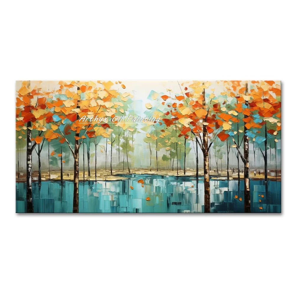 Large Abstract Tree Oil Painting on Canvas