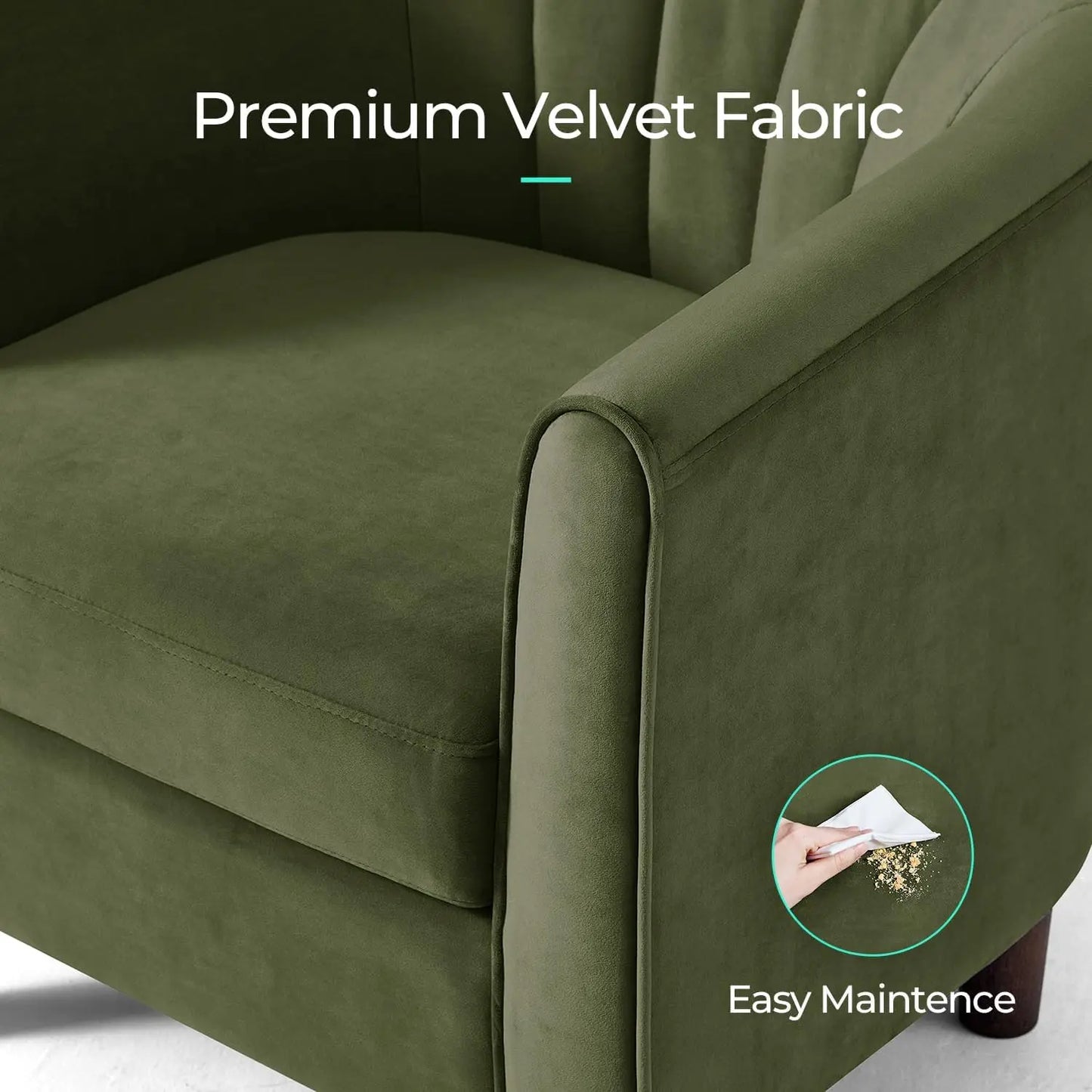 Olive Green Velvet Reading Armchair Set