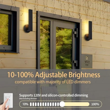 Aluminum LED 18W Modern Wall Sconces Set of 2 Matte Black Waterproof Sconce Wall Lighting Indoor Outdoor Hardwired Wall Lights