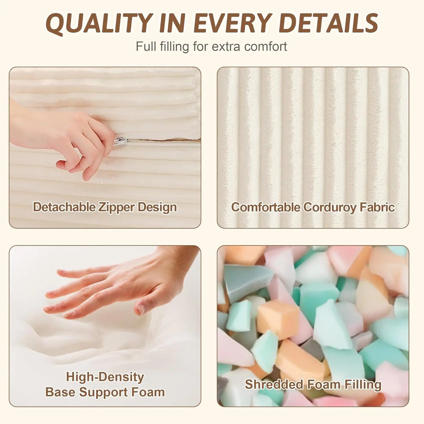 Convertible 2-Seater Sofa Bed – Pull-Out Folding Loveseat (Beige)