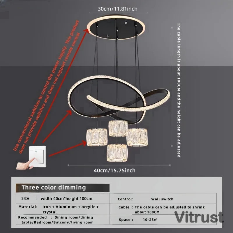 Crystal Pendant Lamp Oil-Rubbed Metal Finish
