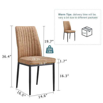 Set of 4 Brown Suede Dining Chairs with Metal Legs