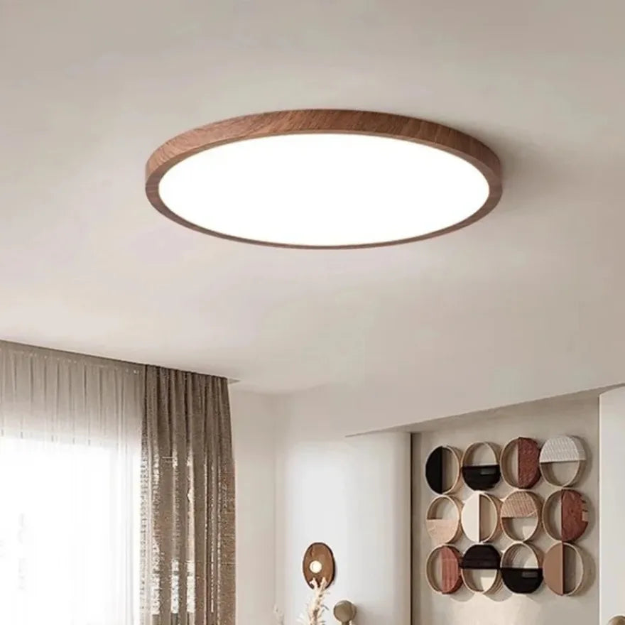 Wood Grain Walnut LED Ceiling Lamp