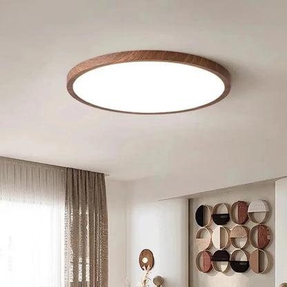 Wood Grain Walnut LED Ceiling Lamp