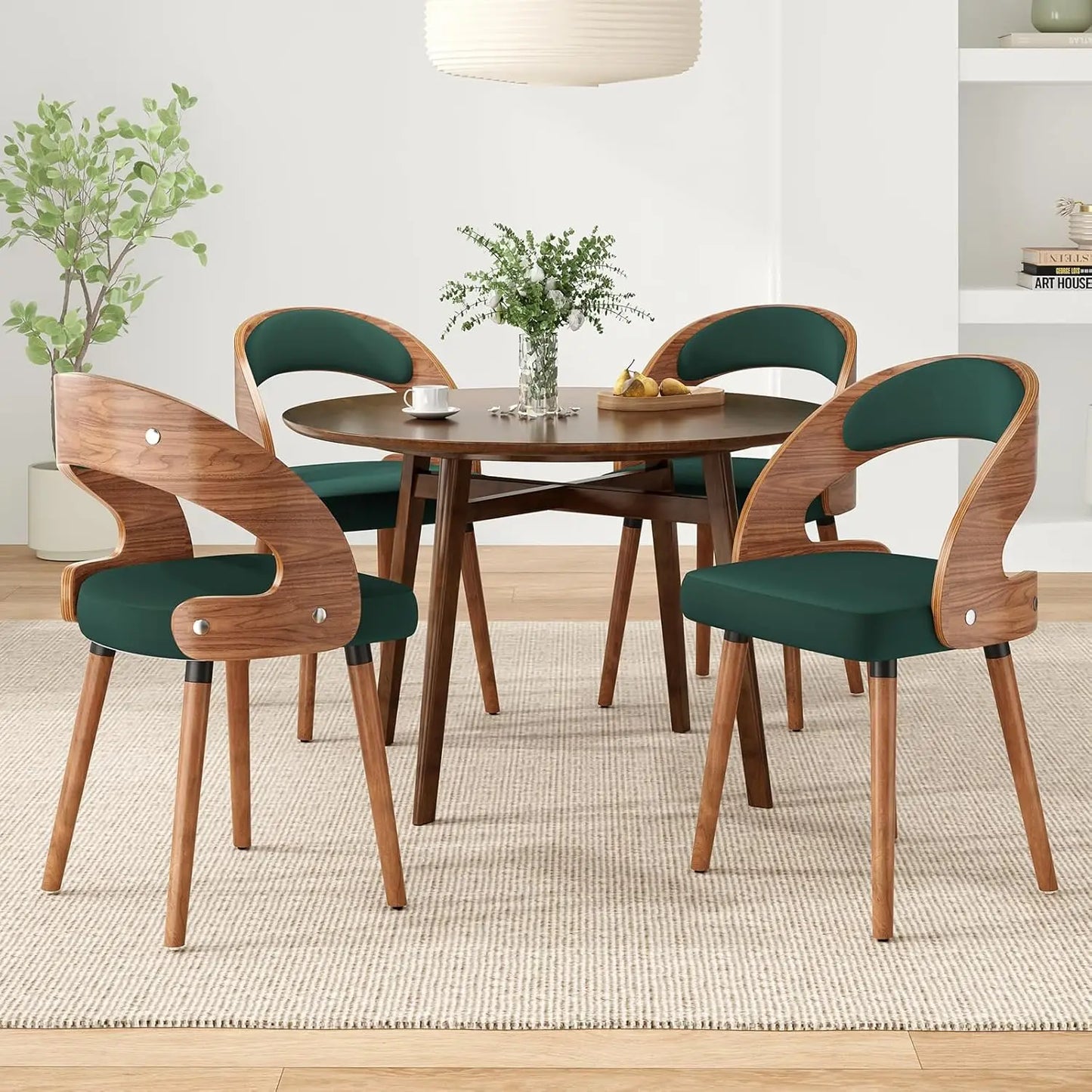 Wood Upholstered Dining Chairs (Set of 4)
