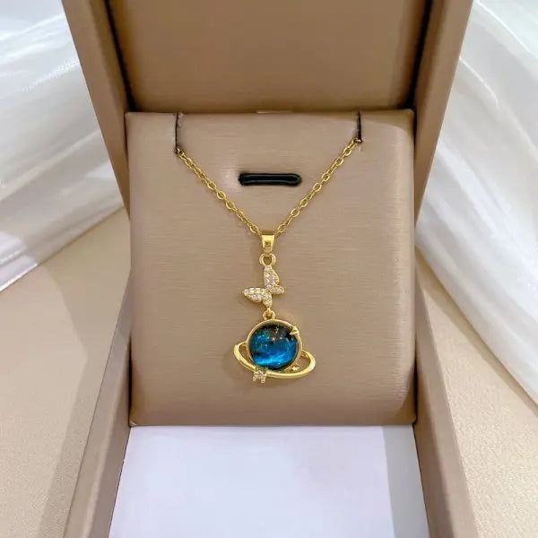 Micro Inlaid Zircon Butterfly Necklace