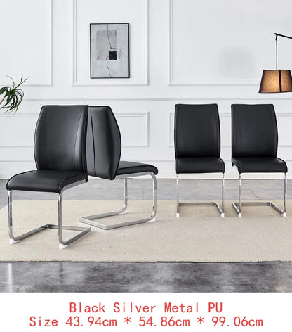 Set of 6 Black PU Dining Chairs with Gold Legs