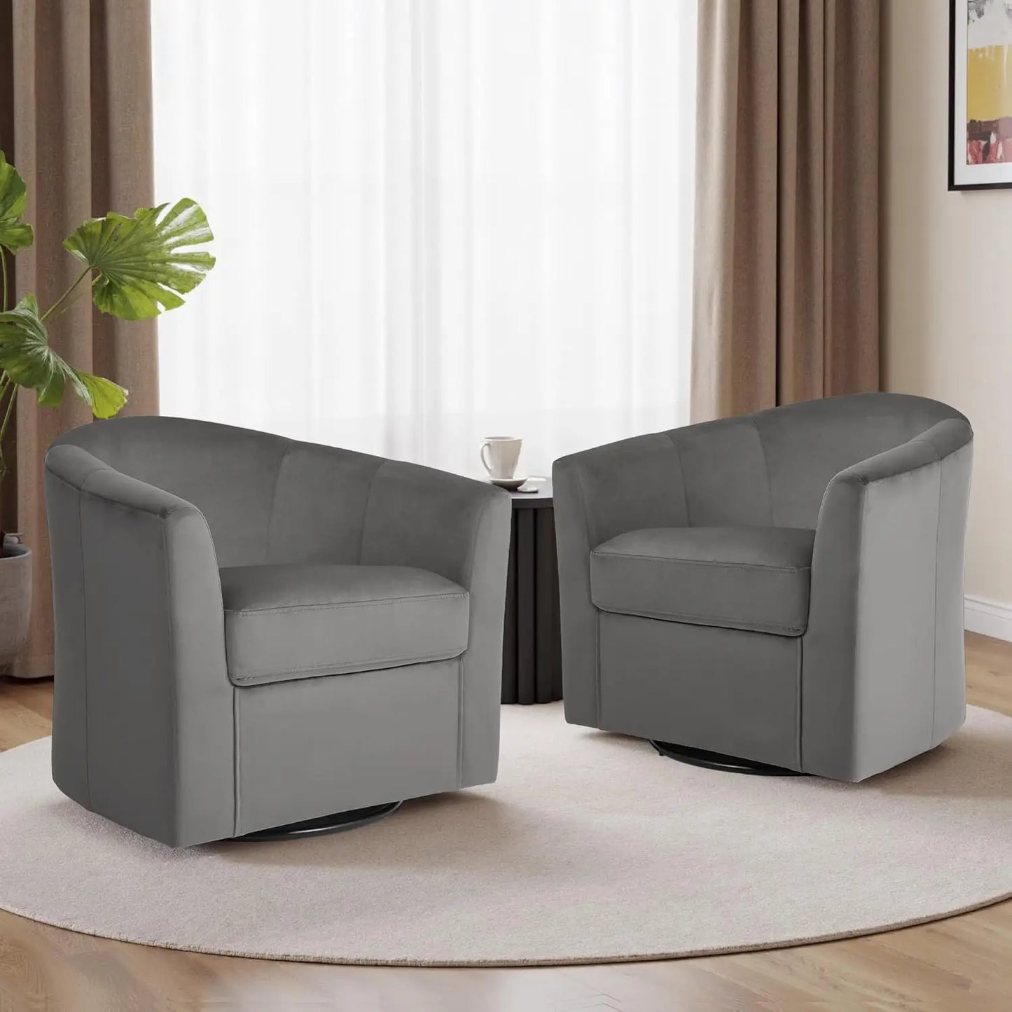 Modern Swivel Barrel Accent Chair Set of 2