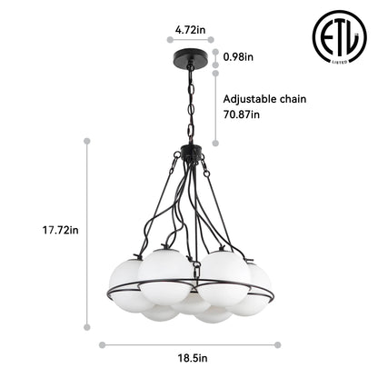 White Bubble Glass Chandelier Modern Cream Style