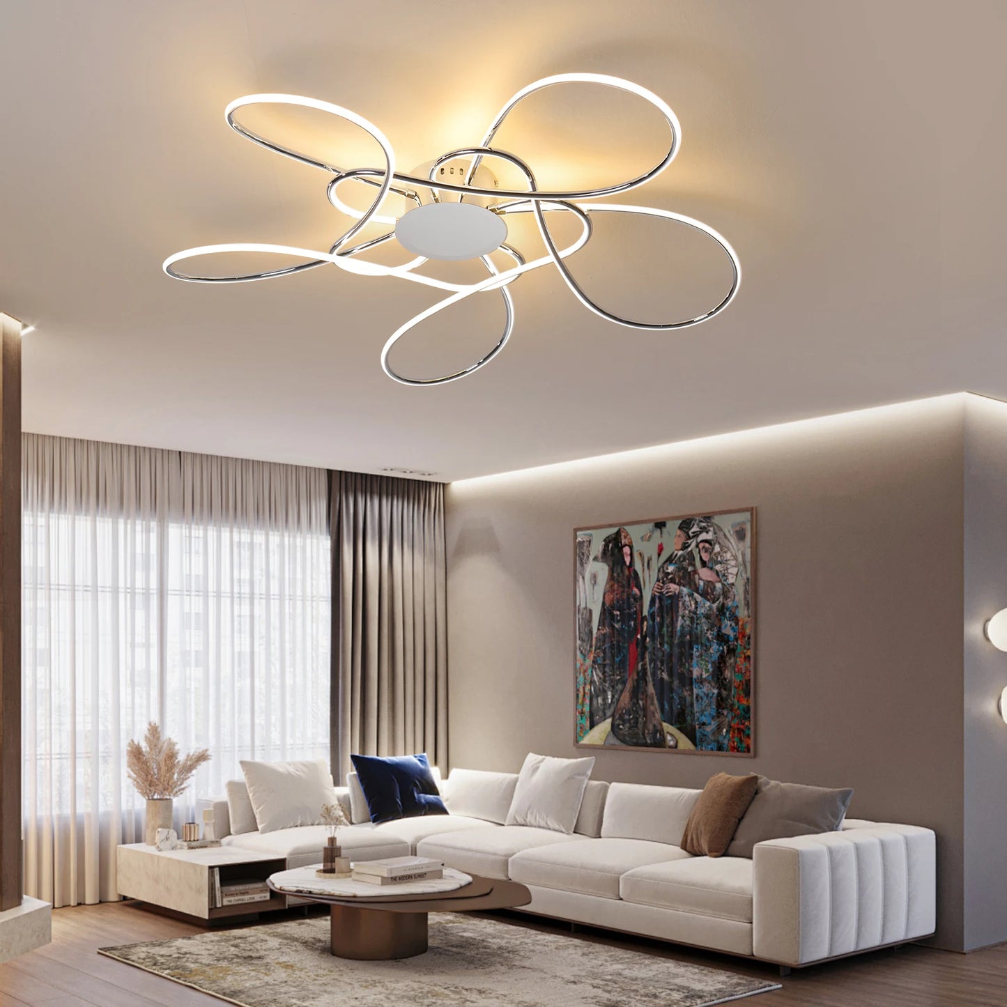 Modern LED Chandelier – Chrome/Gold Ceiling Light