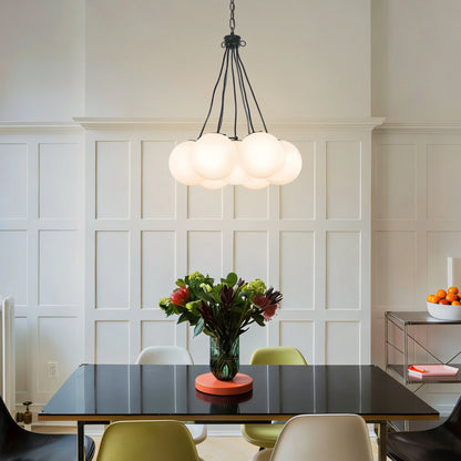 White Bubble Glass Chandelier Modern Cream Style