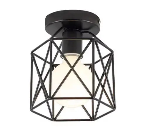Vintage Wrought Iron Frame Pendant Light – Industrial Ceiling Chandelier for Restaurant & Home