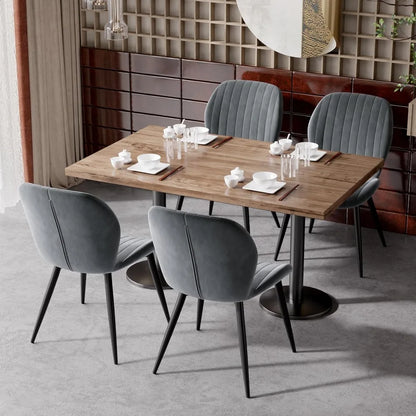 Set of 4 Velvet Dining Chairs with Metal Legs
