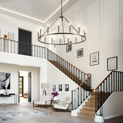 15-Light Wagon Wheel Chandelier – Farmhouse Dining & Foyer Light