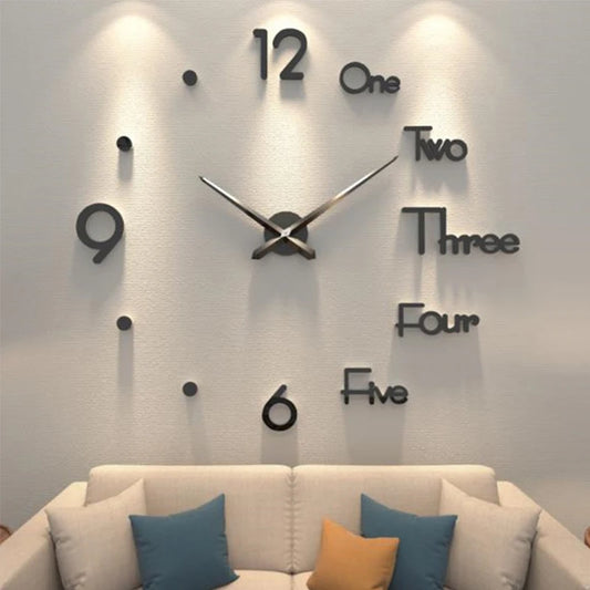 3D DIY Acrylic Mirror Wall Clock