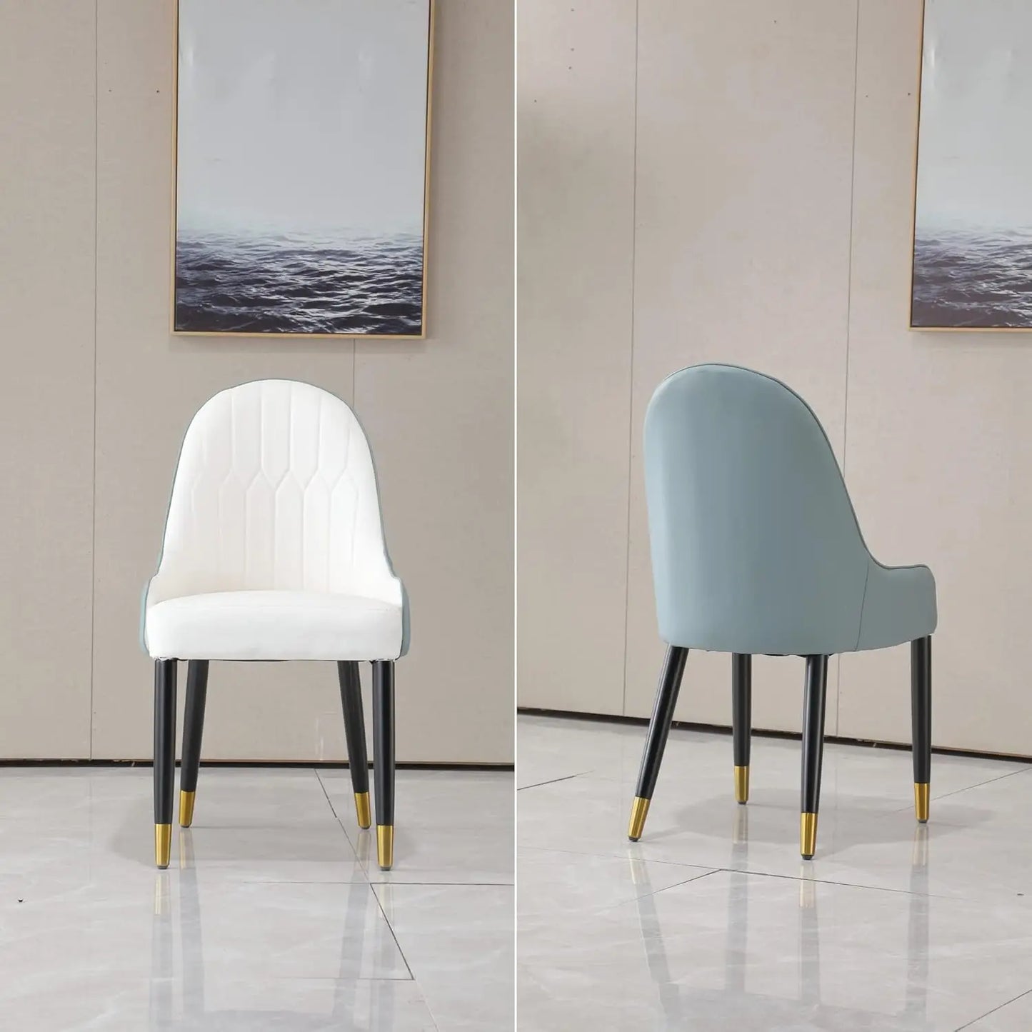 Mid-Century Faux Leather Dining Chairs (Set of 2)