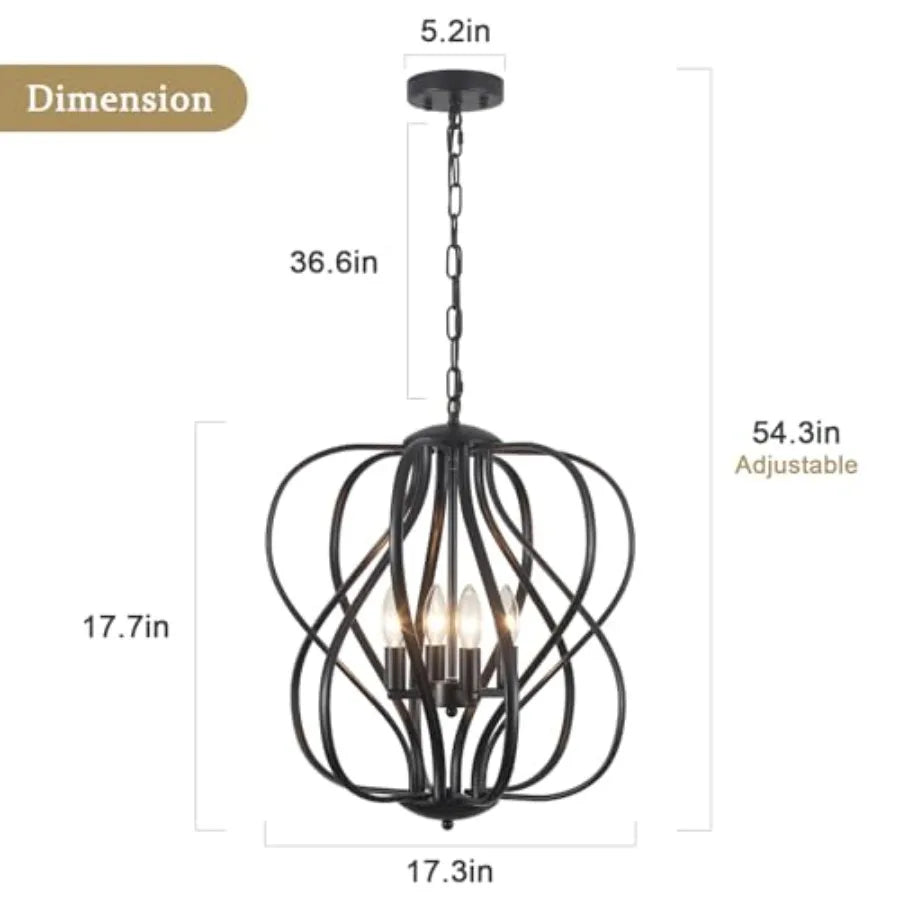 Modern Black Sphere Chandelier for Dining Room,